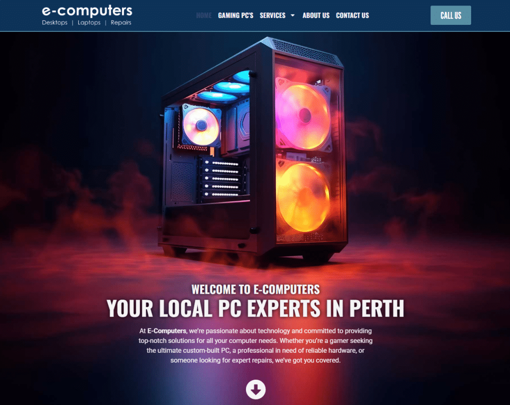 The front page of the e-computers website